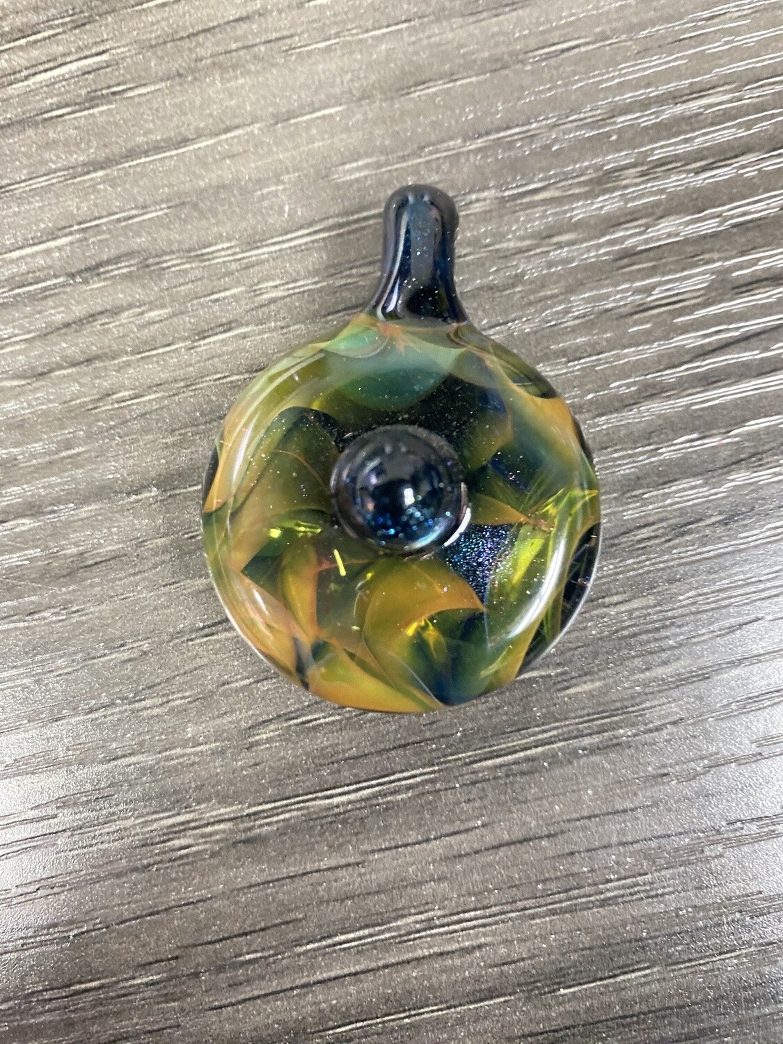 Westie Glass Pendants, Color: Amber/Green Dichro