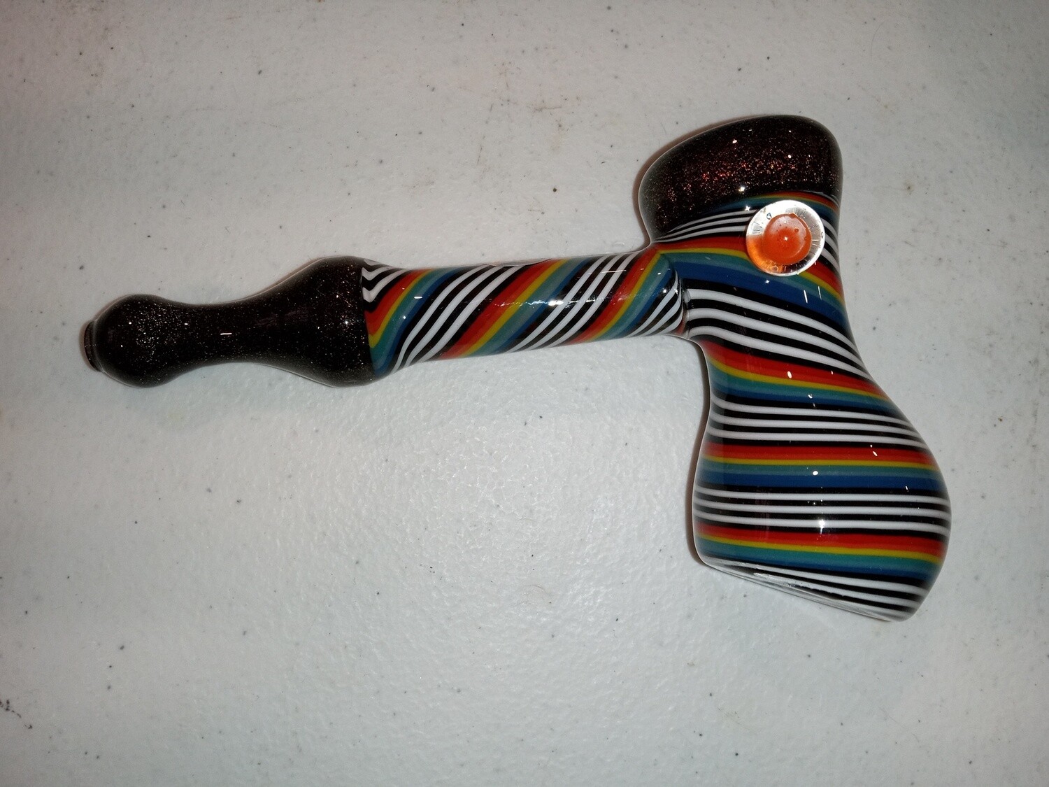 The Crush Dichroic Hammer Bubbler w/ Mushroom Marble