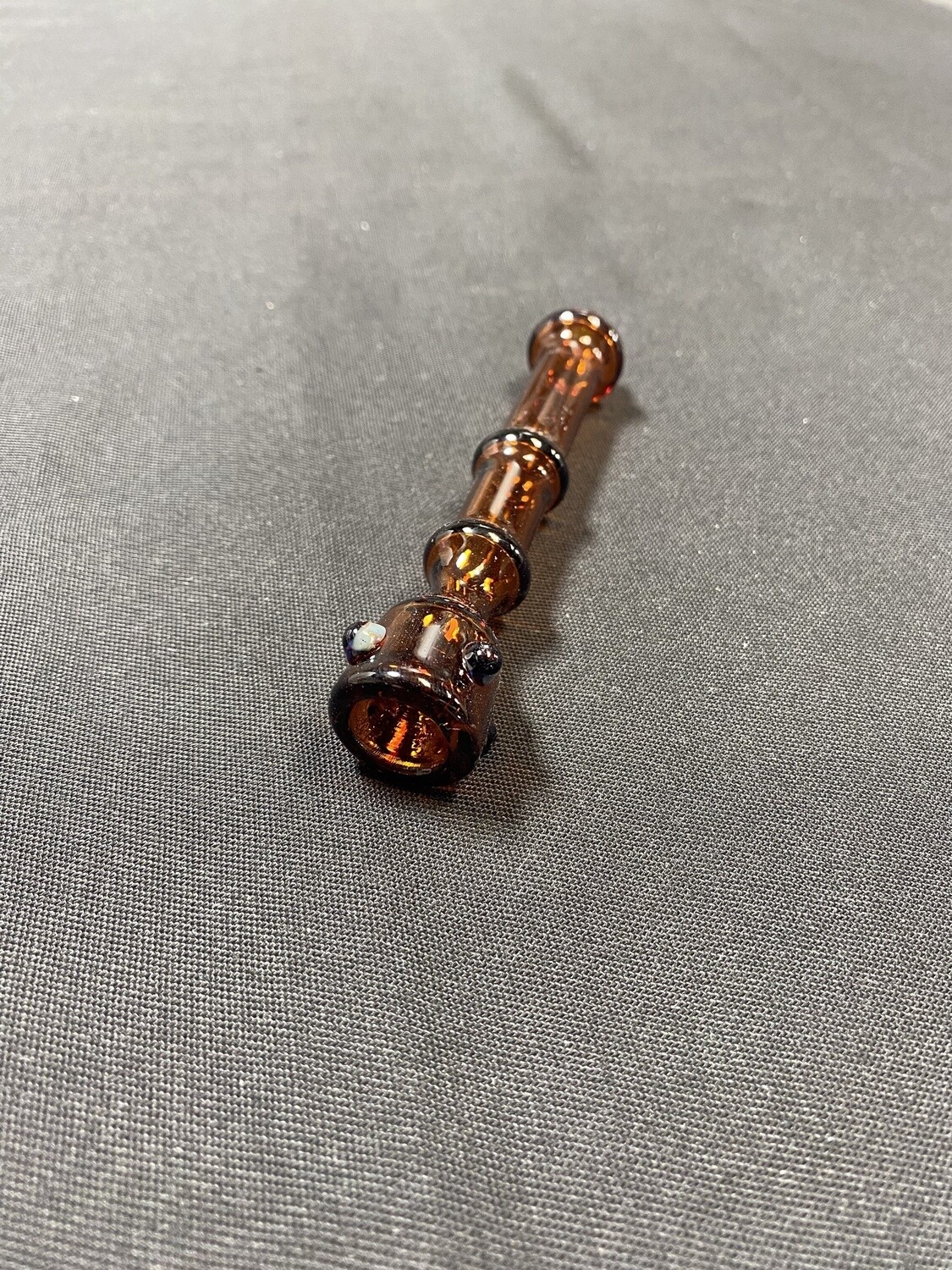 White Swirl Chillum with Bubbles, Color: Amber Purple