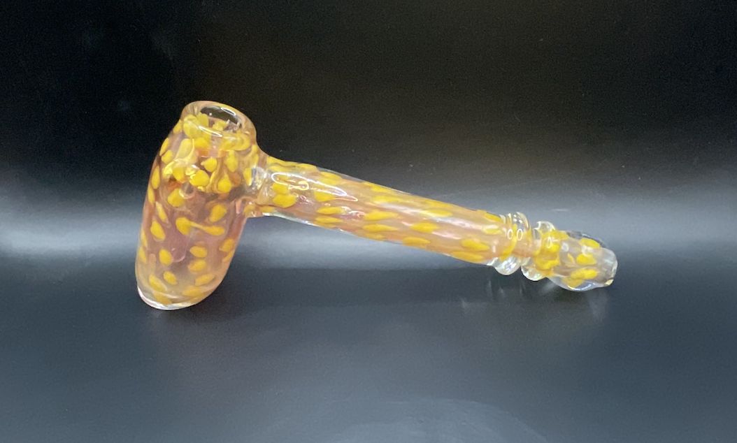 The Crush Hammer Bubbler 8&quot; Spotted Yellow Fumed