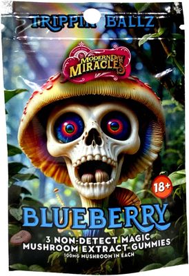 Trippin Ballz 100mg Modern Day Miracle Mushroom Gummies, Flavor: Blueberry, Size: 3pk