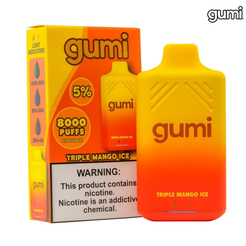 Gumi 8000 Puff Nicotine Disposable, Flavor: Triple Mango Ice