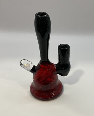 6&quot; Red &amp; Black Crushed Dichro Water Pipe w/ Opal Accent