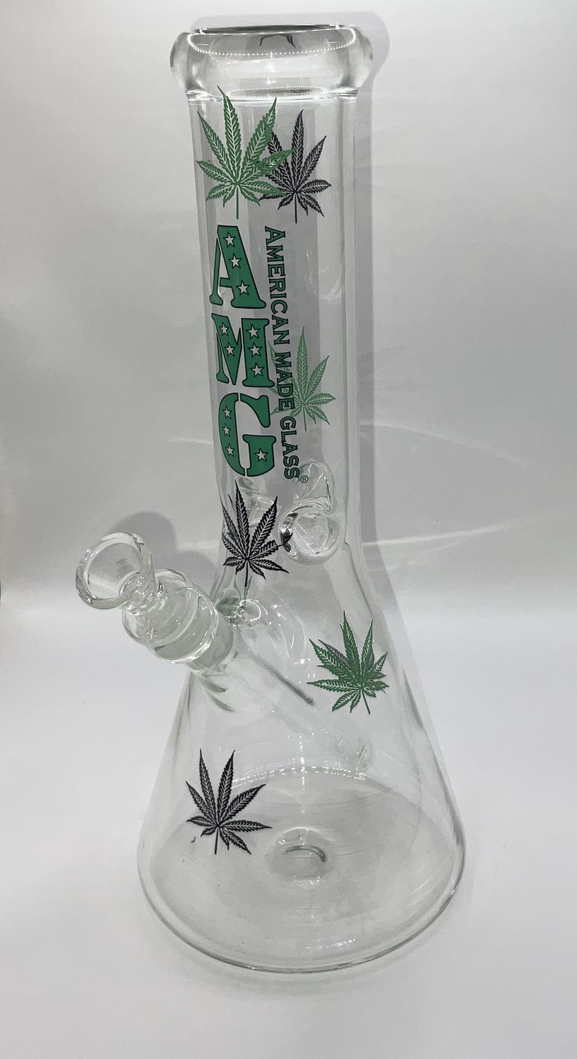 AMG 15&quot; Cannabis Leaf Decal Beaker