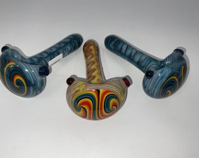 Marbling Tech Spoon Pipe w/ Rainbow Wig Wag Cap