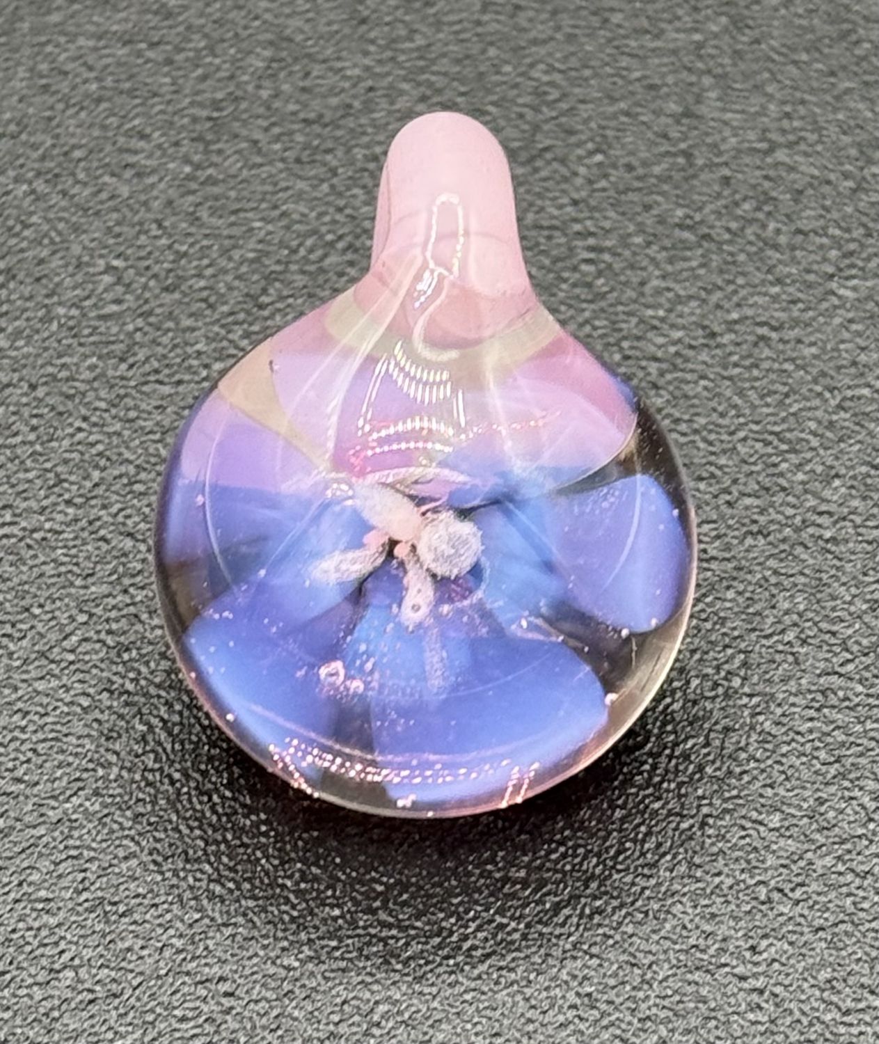 Implosion Pendants, Color: Clear Pink/Purple Flower