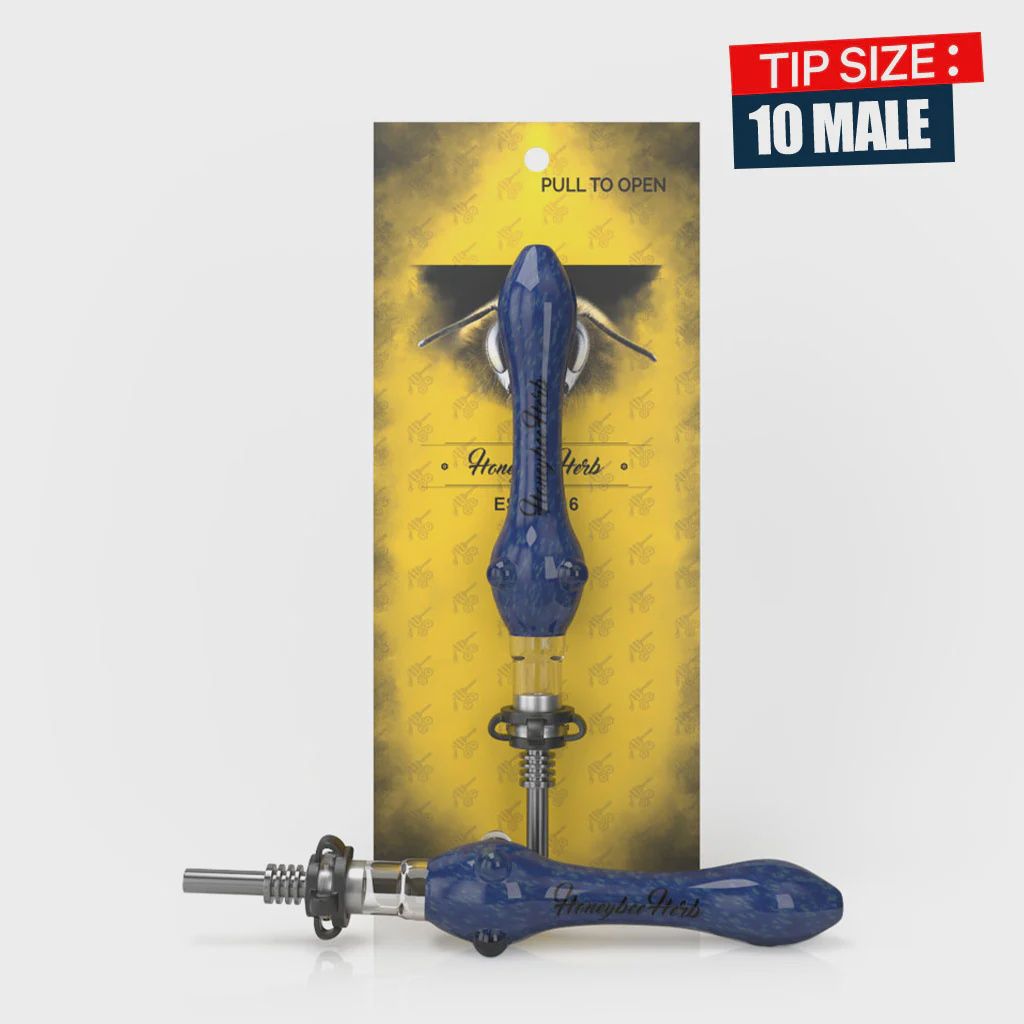 Honeybee Herb Speckled Glass Nectar Collector, Color: Blue/Green