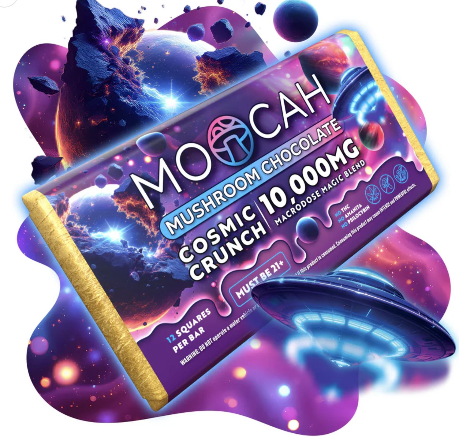 Moocah Mushroom Chocolate Bars, Flavor: Cosmic Crunch