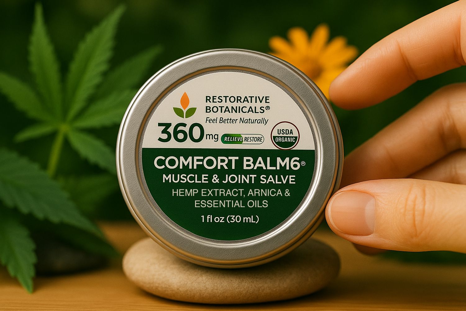 Restorative Botanicals Comfort Balm 360mg CBD Muscle and Joint Salve