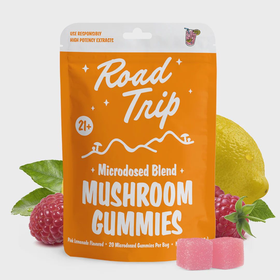 Road Trip Microdosed  Gummies + Functional Mushrooms, Flavor: Pink Lemonade