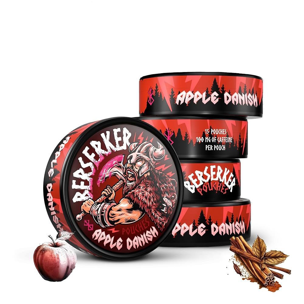 Berserker Caffeine Pouches, Flavor: Apple Danish