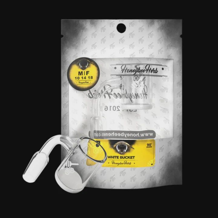 HoneyBee Herb White Line Bangers, Style: 14mm 90° White Bucket