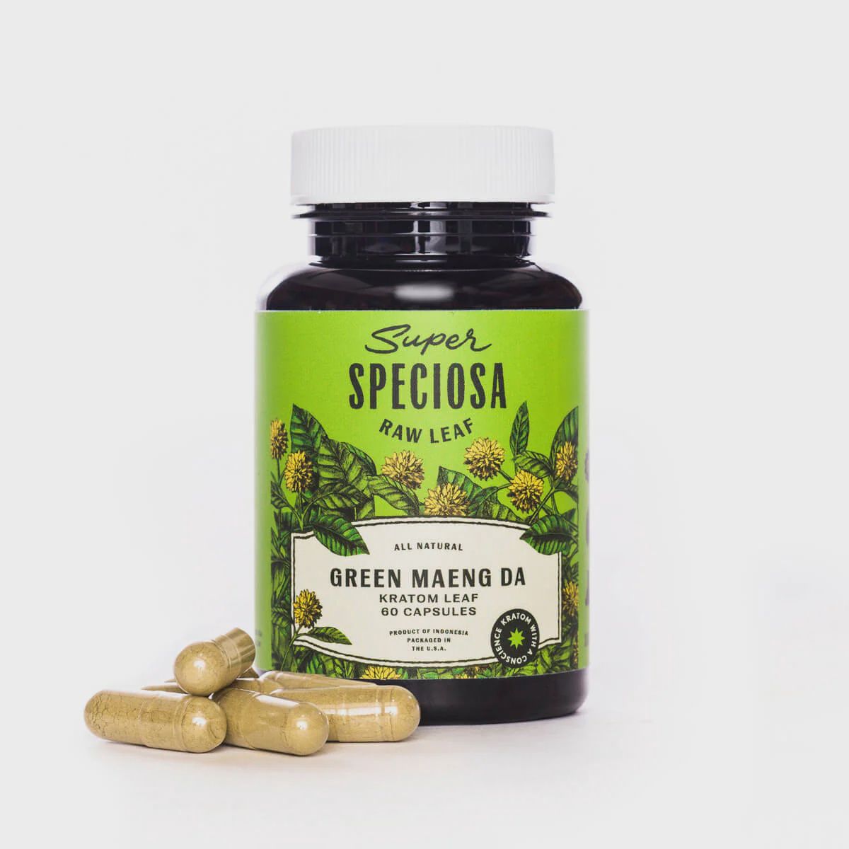 Speciosa Kratom Capsules, Strain: Green Maeng Da
