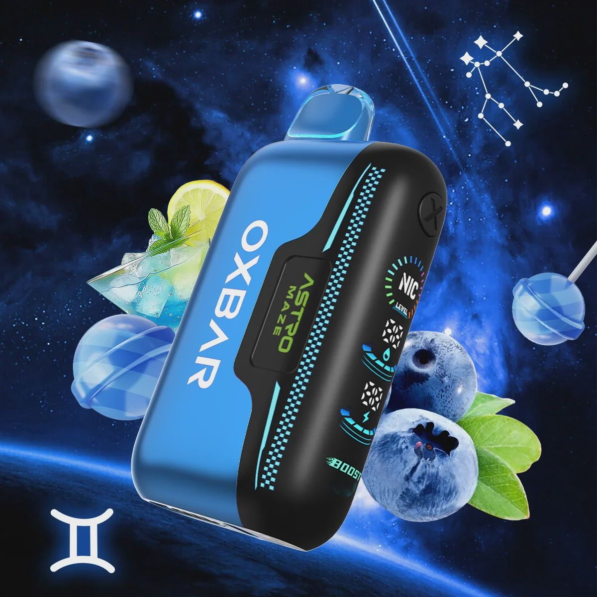 Oxbar Astro Maze 50k, Flavor: Blue Razzle Astro Pop