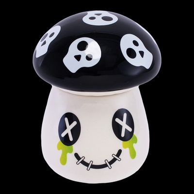 Fujima Mushroom Ceramic Skull Stash Jar