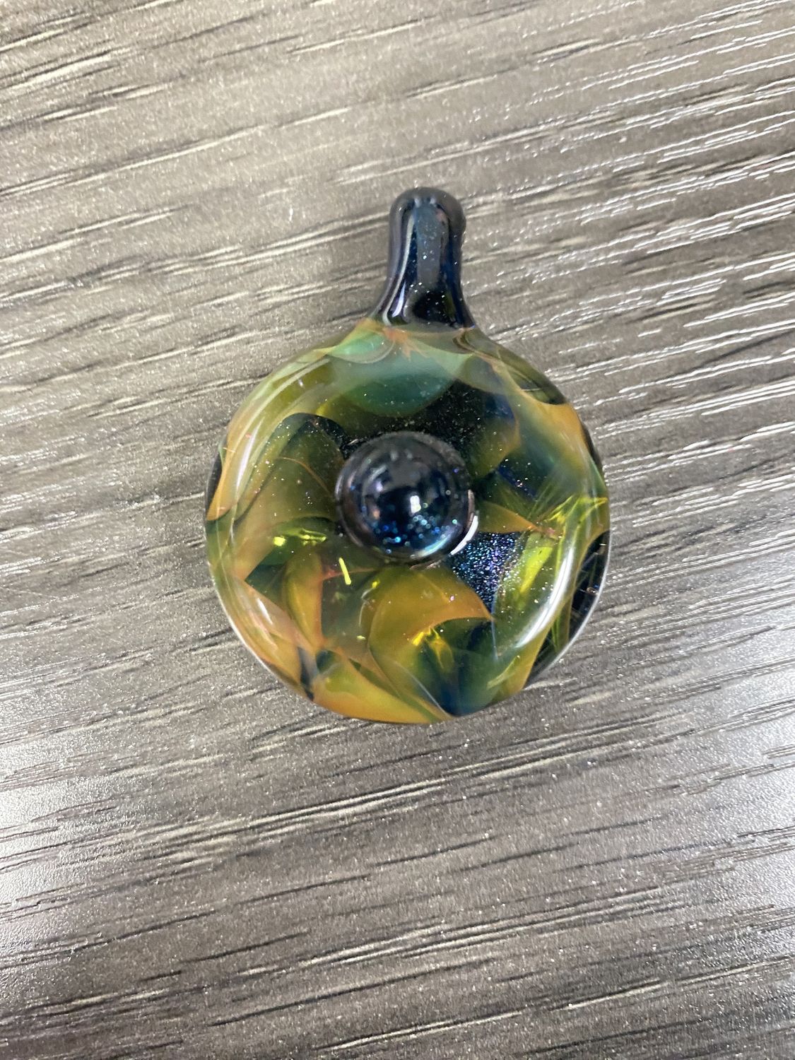 Westie Glass Pendants, Color: Amber/Green Dichro
