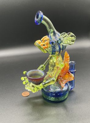 WY MOFO Fish Man w/ Offering Bowl Water Pipe
