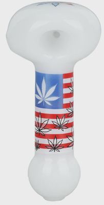 American Flag Hemp Leaf Hand Pipe Glow