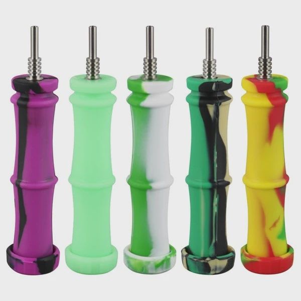 Bamboo Silicone Dab Straw Titanium Tip