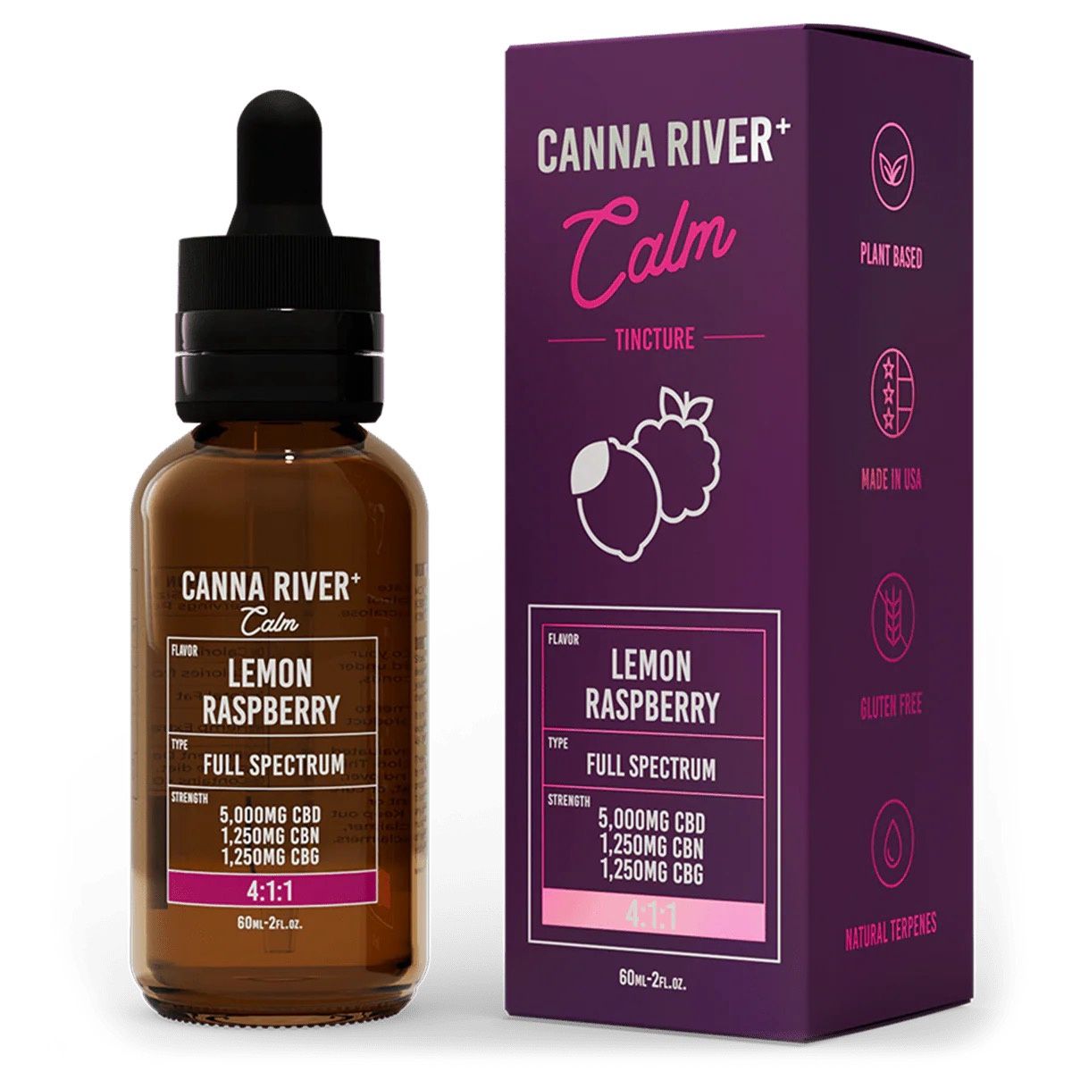 Calm - Full Spectrum CBD Tincture 4:1:1, Flavor: Lemon Raspberry