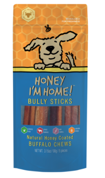 HONEY IM HOME BUFFALO  CHEWS BULLY STICK 6&quot; 5CT