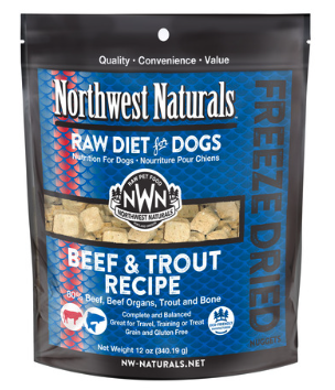 NORTHWEST NAT FD NUGGET DOG BEEF &amp; TROUT 12 OZ