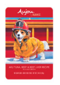 RAWZ DOG AUJOU AKU TUNA BEEF &amp; BEEF LIVER POUCH 8/2.46OZ TRAY
