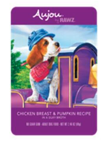 RAWZ DOG AUJOU CHICKEN BREAST PUMPKIN POUCH 8/2.46 OZ TRAY