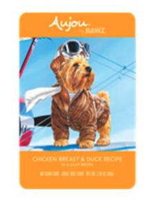 RAWZ DOG AUJOU CHICKEN BREAST &amp; DUCK POUCH 8/2.46 OZ TRAY