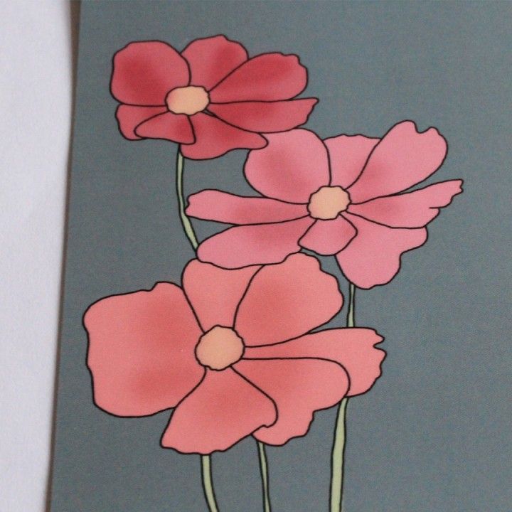 Fleurige Bloemen op Blauw