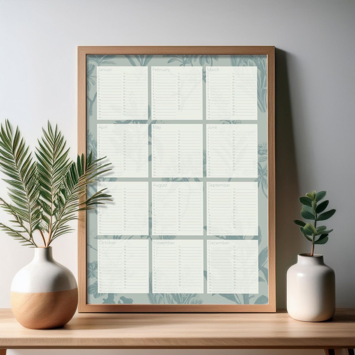 Blue botanische verjaardagskalender