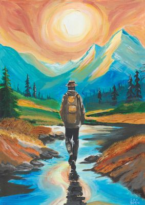 Poster Lonely Traveler – Stilte &amp; natuur