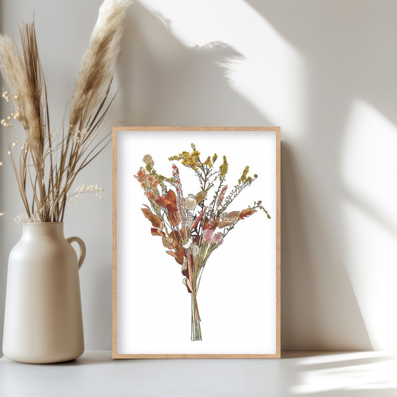 Boeket droogbloemen poster print