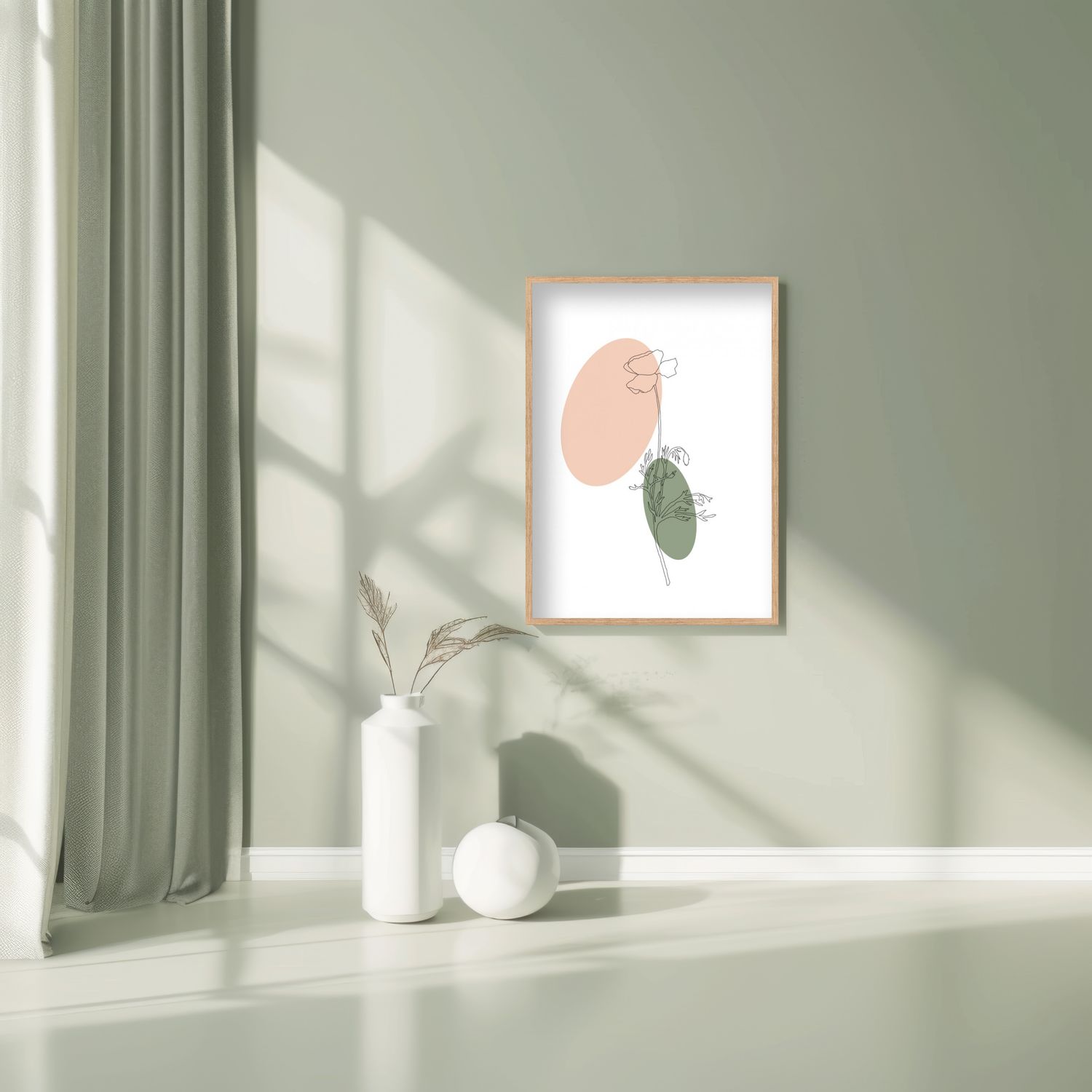 Rustige poster met tekening klaproos