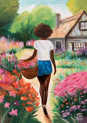 Poster Woman in the Garden – Tuinwandeling