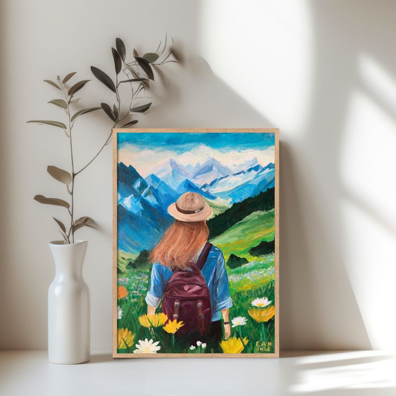 Poster Woman in the Mountains