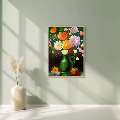 Handgemaakte bloemen posters voor een kleurrijke muur