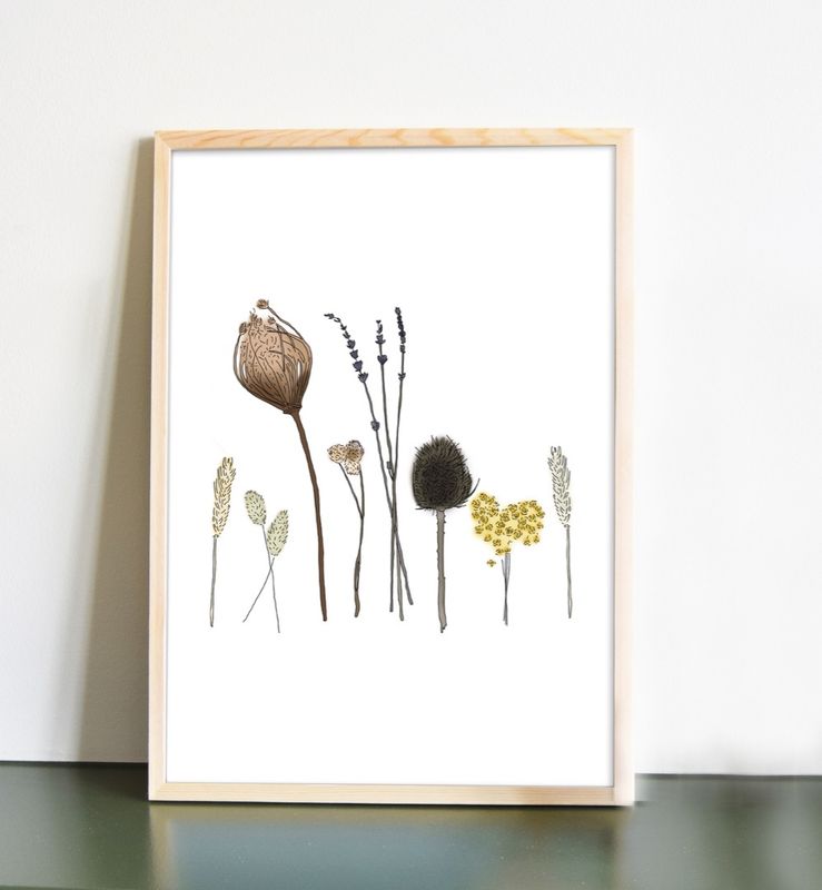 Droogbloemen poster Dried Flowers Autumn – botanische herfstposter