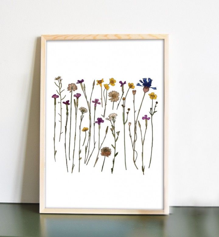 Muurdecoratie poster bloemen print