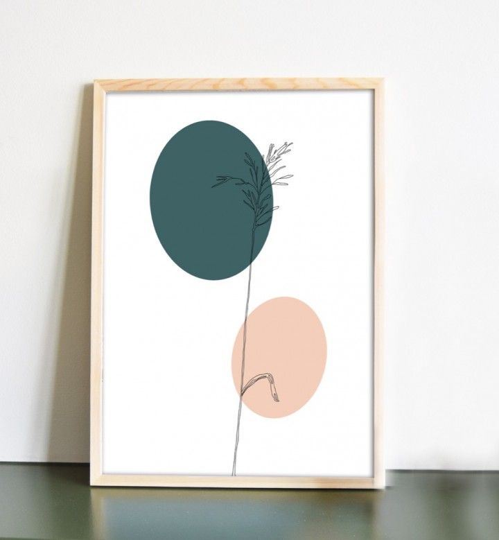 botanische bloemen print met blauw en roze