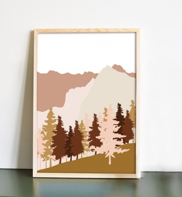Natuur poster roze en goud