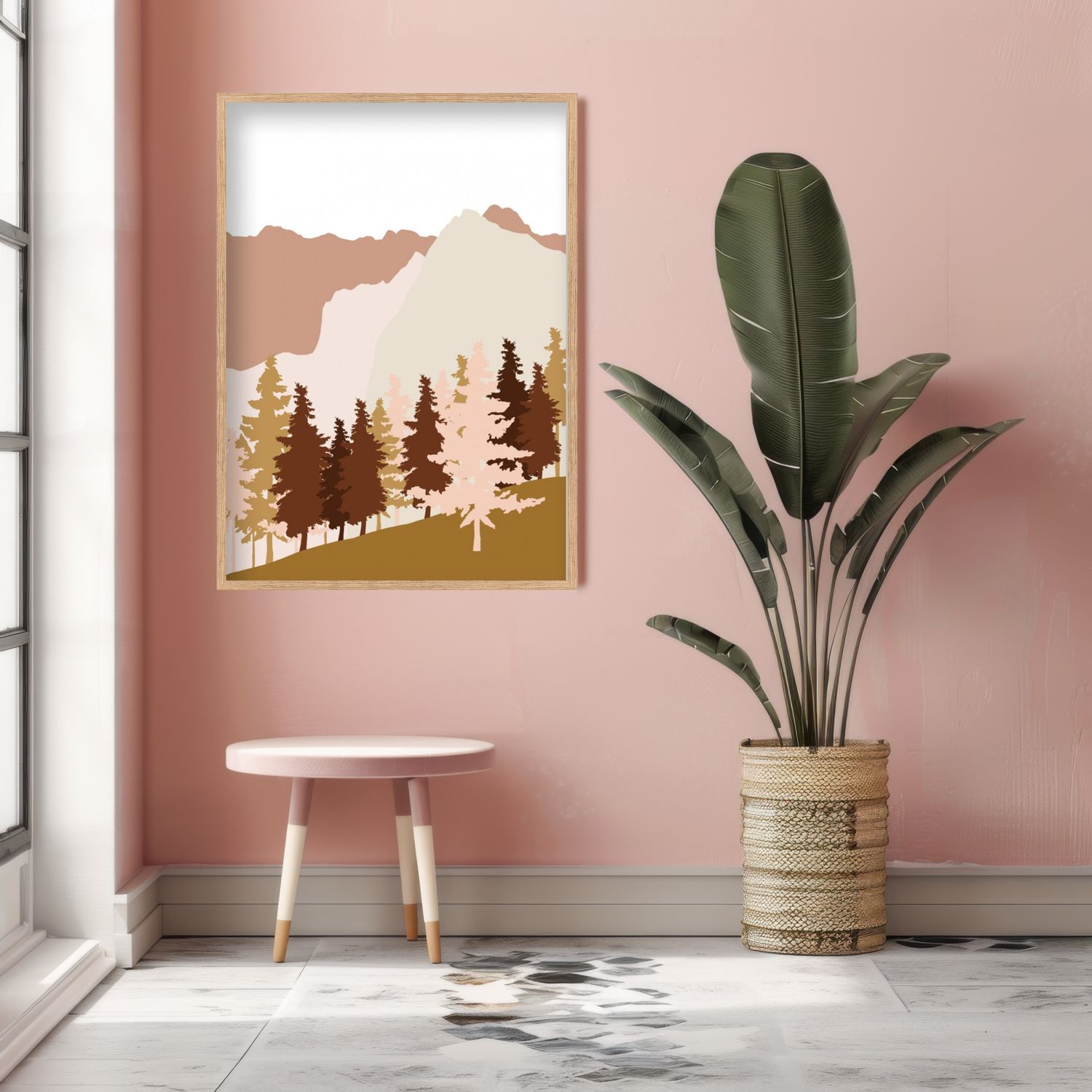 mountains poster pink