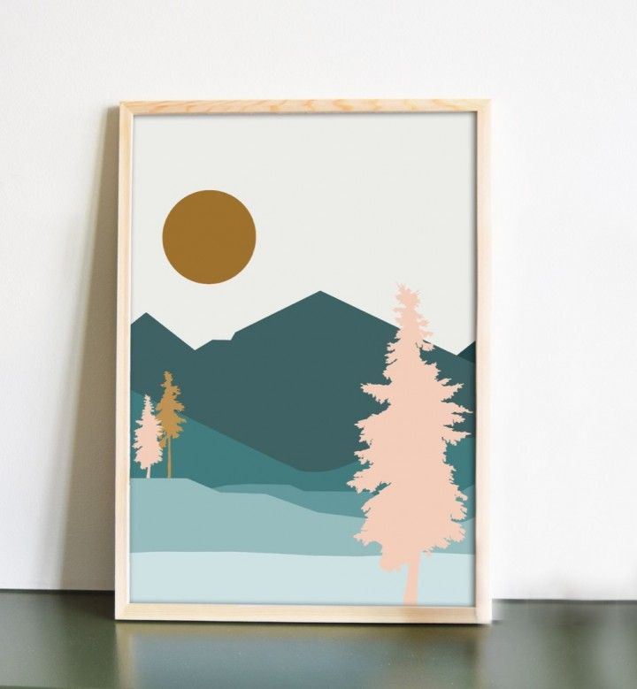 into the mountains nature poster