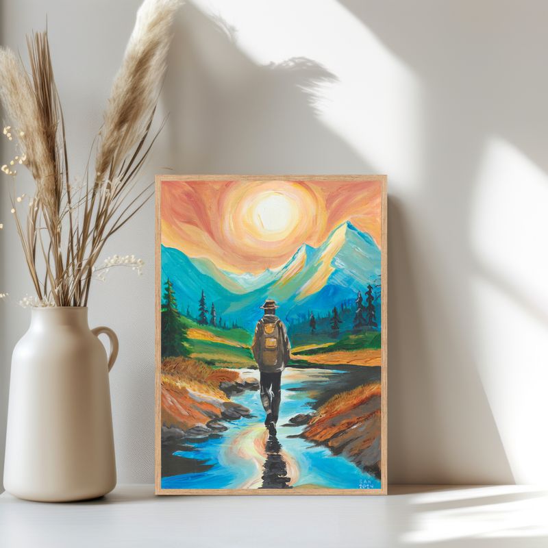Stille natuur kunstprint Lonely Traveler – dromerig landschap Studio Lof