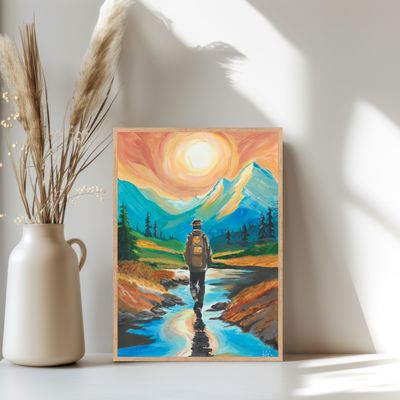 Stille natuur kunstprint Lonely Traveler – dromerig landschap Studio Lof