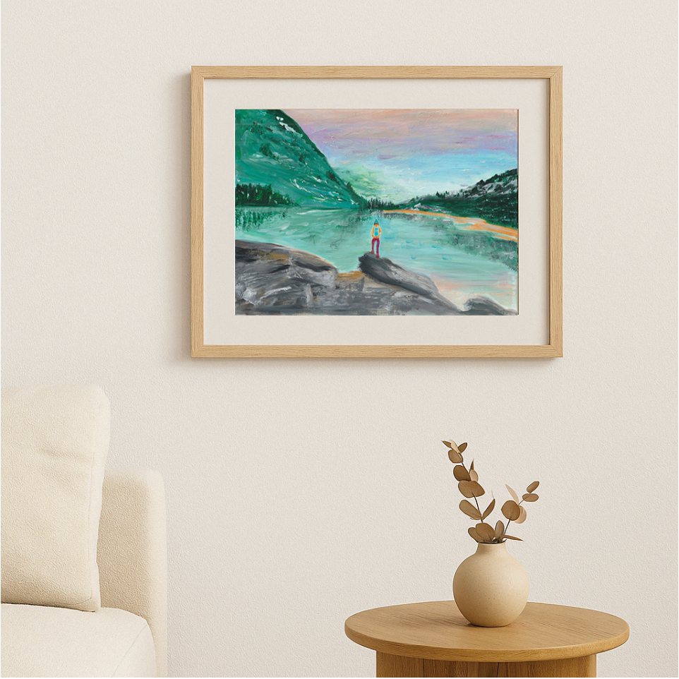 Beautiful Nature – kunstprint bergmeer landschap (A4)