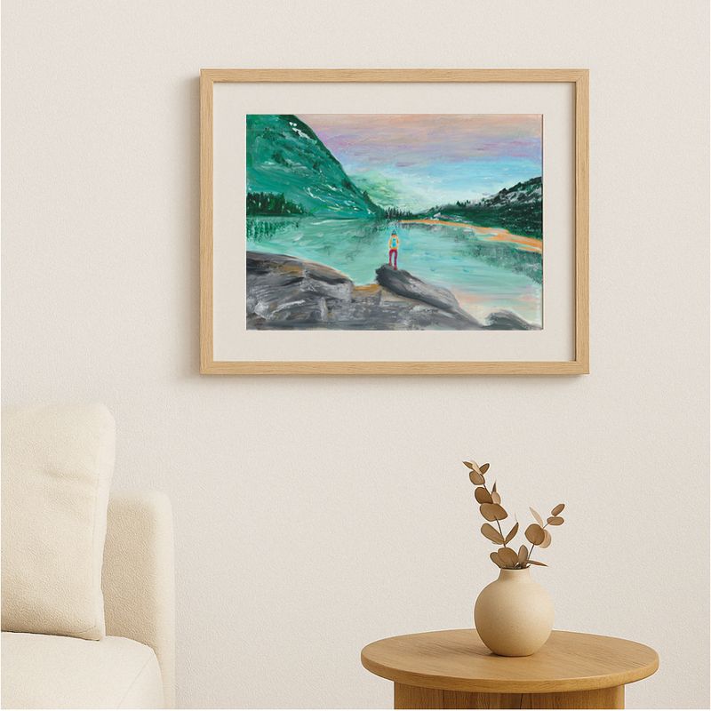 Beautiful Nature – kunstprint bergmeer landschap (A4)