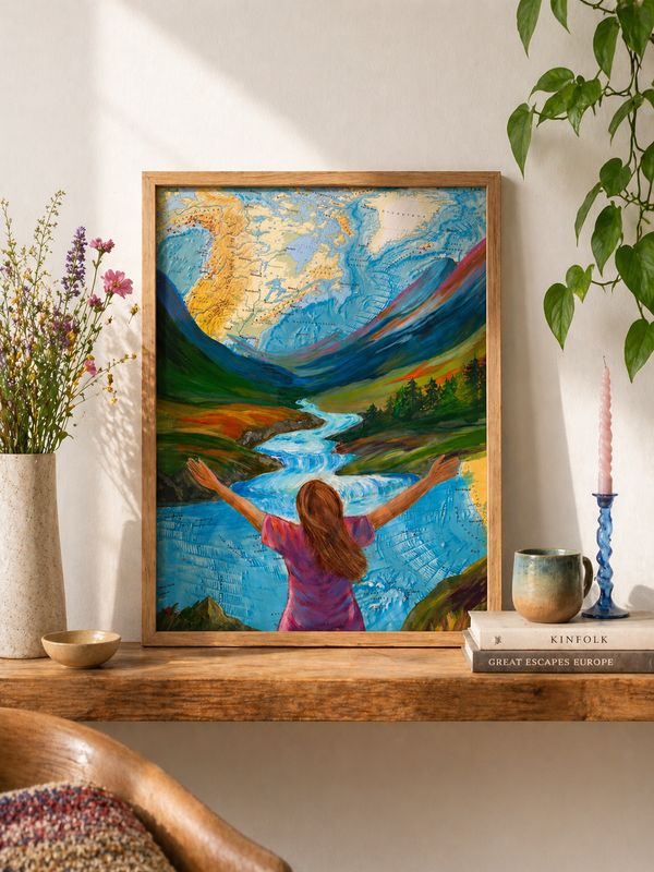 Open Valley – origineel kunstwerk op kaart A4