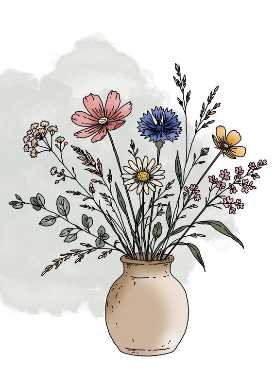 Wildflower Bouquet – botanische bloemenposter met veldboeket