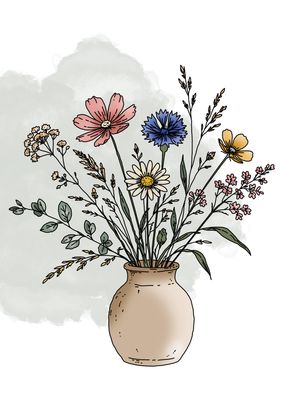 Wildflower Bouquet – botanische bloemenposter met veldboeket